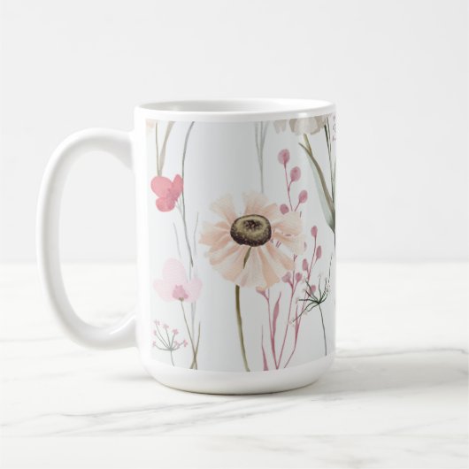 Rosa grüne Wildblume Kaffeetasse (Links)