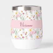 Rosa grüne Wildblumen-Wasserfarbe-Monogramm-Name (Rückseite)