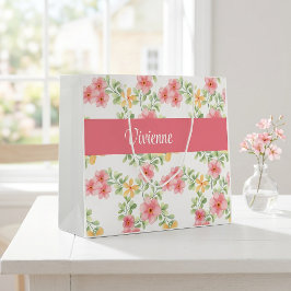Rosa grüne Wildblumen-Wasserfarbe-Monogramm-Name Große Geschenktüte