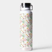 Rosa grüne Wildblumen-Wasserfarbe Trinkflasche (Rückseite)