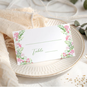 Rosa-grüner Blumengruß für Brautparty-Hochzeit Platzkarte