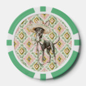 Rosa grüner Chihuahua-Hund Pokerchips (Vorderseite)