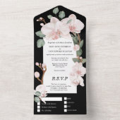 Rosa grüner Dschungel Orchideengrün Tropische Hoch All In One Einladung (Innen Boden)