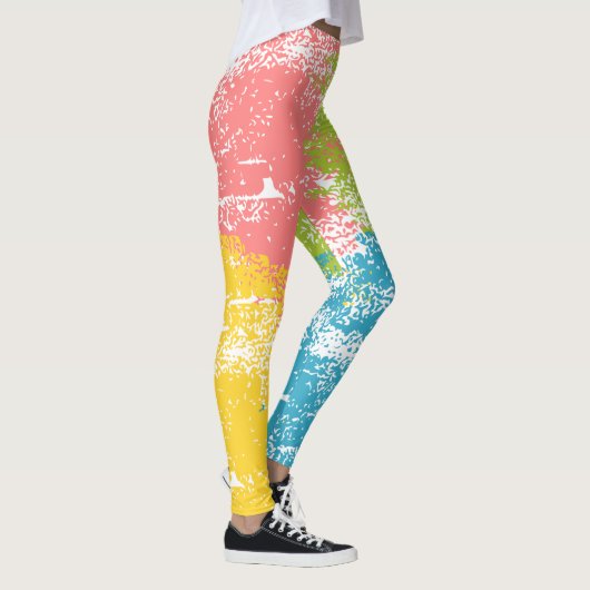 Rosa grüner Gelbblauer Regenbogen Leggings (Rechts)