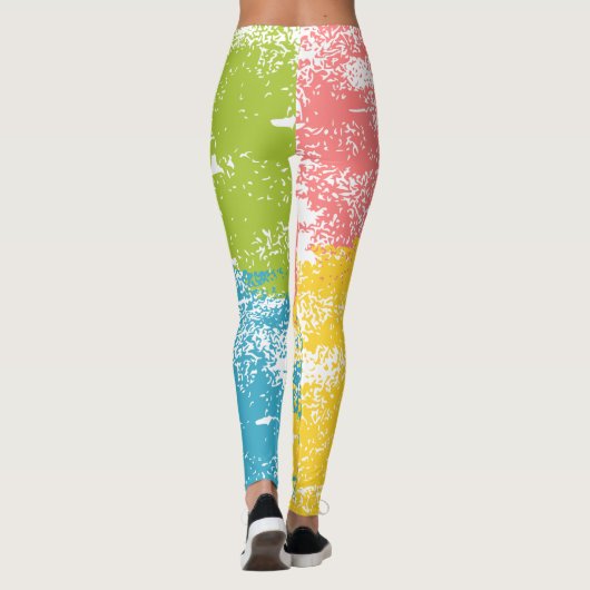 Rosa grüner Gelbblauer Regenbogen Leggings (Rückseite)