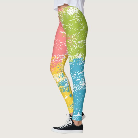 Rosa grüner Gelbblauer Regenbogen Leggings (Links)