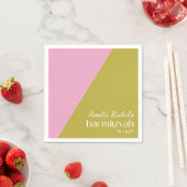 rosa grüner geometrischer Farbblock Bat Mitzvah Serviette (Beispiel)