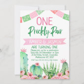 Rosa grüner Kaktus ein prickeliger Geburtstag Einladung (Vorderseite)