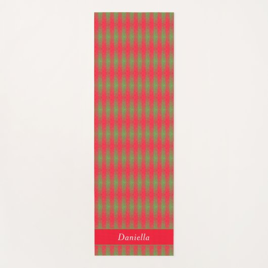 Rosa-grüner Karierter Add-Individuelle Name Yogamatte (Vorderseite)