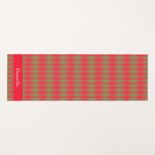 Rosa-grüner Karierter Add-Individuelle Name Yogamatte (Vorderseite (Horizontal))