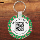 Rosa grüner Leopard-Junggeselinnen-Abschied QR-Zah Schlüsselanhänger (Vorderseite)