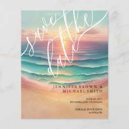 Rosa Grüner Ozean Strand Badefarbe Sommer Sonne Flyer