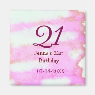 Rosa grüner Pastell 21. Geburtstag einfacher Name Magnet