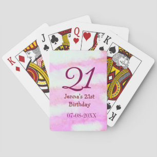 Rosa grüner Pastell 21. Geburtstag einfacher Name Spielkarten