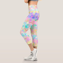 Rosa grüner Pastellmosaik Capri Leggings