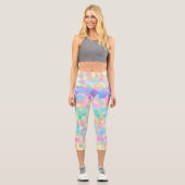 Rosa grüner Pastellmosaik Capri Leggings (Vorderseite)