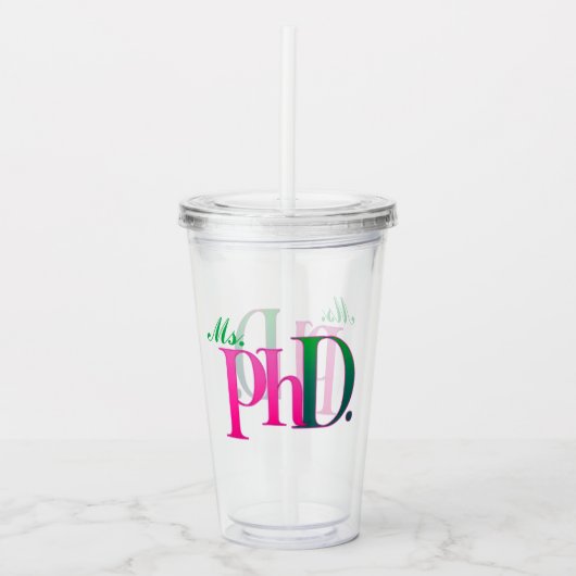 Rosa & Grüner PhD-Acryltumbler Acryltrinkbecher (Vorderseite)