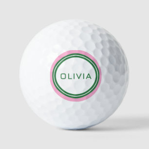 Rosa grüner Retrostreifen, modern minimalistisch Golfball