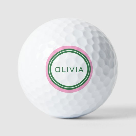 Rosa grüner Retrostreifen, modern minimalistisch Golfball (Vorderseite)