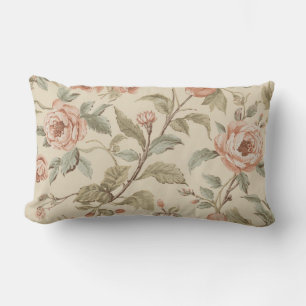 Rosa Grüner Salbei Beige Shabby Chic Floral Lendenkissen