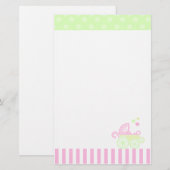 Rosa/grüner Spaziergänger Briefpapier (Vorne/Hinten)