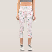 Rosa Grüner Spritzer Abstraktes Muster Capri Leggings (Vorderseite)