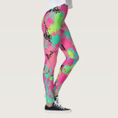 Rosa grüner Spritzmuster-Urlaubsstrand Leggings (Rechts)