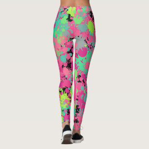 Rosa grüner Spritzmuster-Urlaubsstrand Leggings