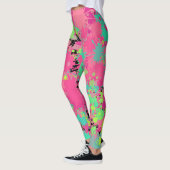 Rosa grüner Spritzmuster-Urlaubsstrand Leggings (Links)