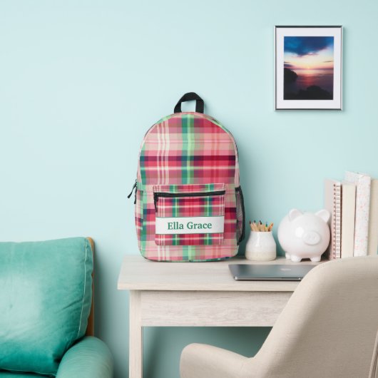 Rosa grüner Tartan Kariert Bedruckter Rucksack (InSitu)