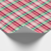 Rosa grüner Tartan Kariert Geschenkpapier (Ecke)