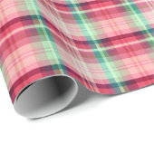 Rosa grüner Tartan Kariert Geschenkpapier (Rolleneckpunkt)