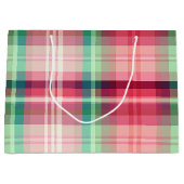 Rosa grüner Tartan Kariert Große Geschenktüte (Vorderseite)