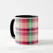 Rosa grüner Tartan Kariert Tasse (Vorderseite Links)