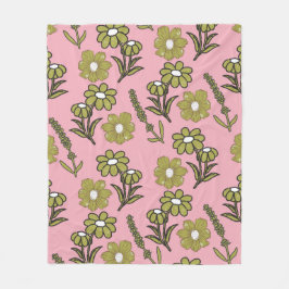 Rosa Grüner tropischer Blumensommer Botanischer Fr Fleecedecke