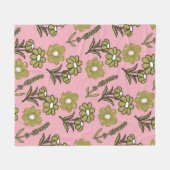 Rosa Grüner tropischer Blumensommer Botanischer Fr Fleecedecke (Vorderseite (Horizontal))