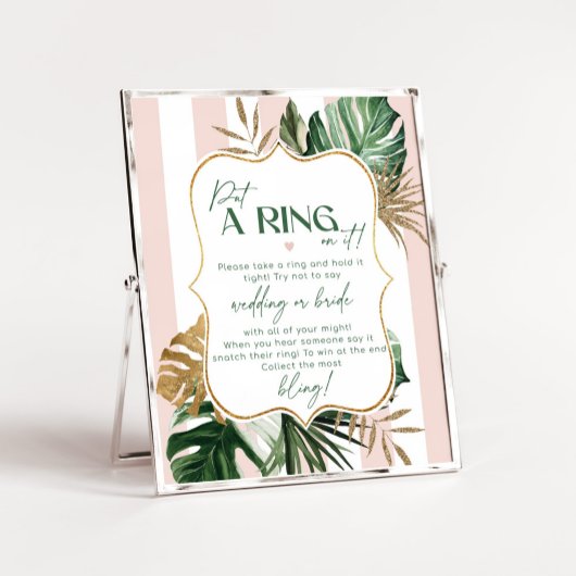 Rosa grüner tropischer Chic sagt nicht Brautspiel Poster