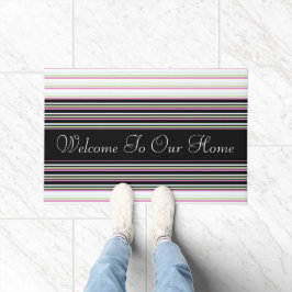 Rosa, grüner und blauer Streifen Fußmatte