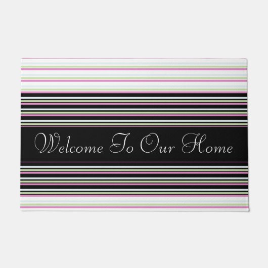 Rosa, grüner und blauer Streifen Fußmatte (Vorderseite)