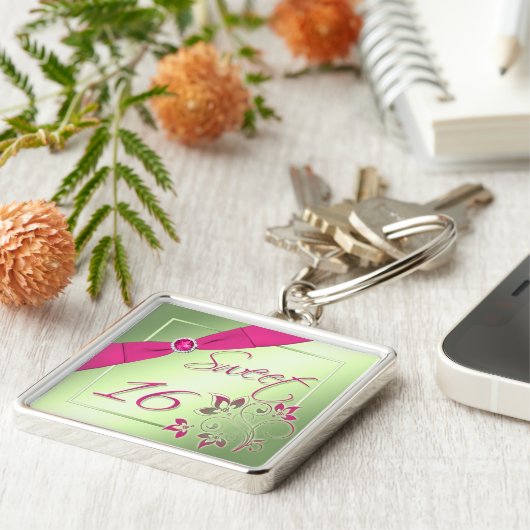 Rosa, grüner und gelber 16. schlüsselanhänger (Seite)