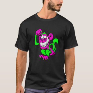 Rosa Grüner Verrückter Affe T-Shirt