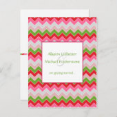 Rosa Grüner Zickzack Streifen Save the Date Ankündigungspostkarte (Vorne/Hinten)
