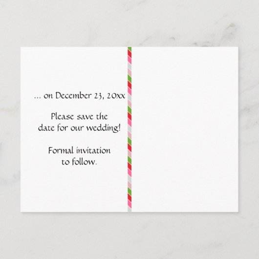 Rosa Grüner Zickzack Streifen Save the Date Ankündigungspostkarte (Rückseite)