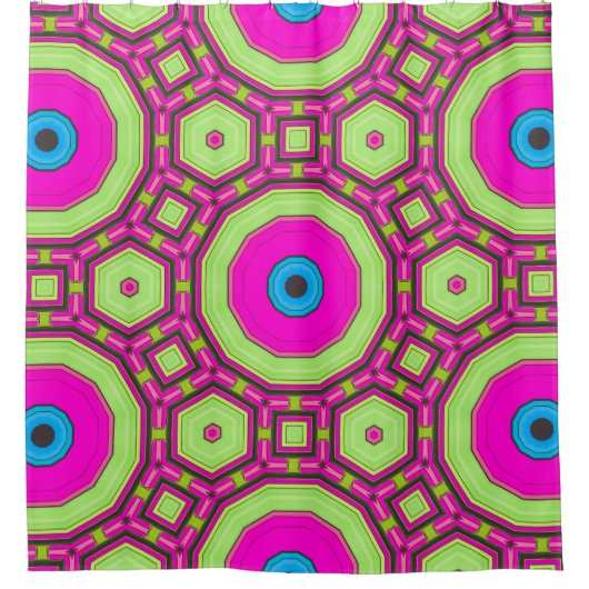 Rosa grünes Blau Abstrakt Duschvorhang (Vorderseite)