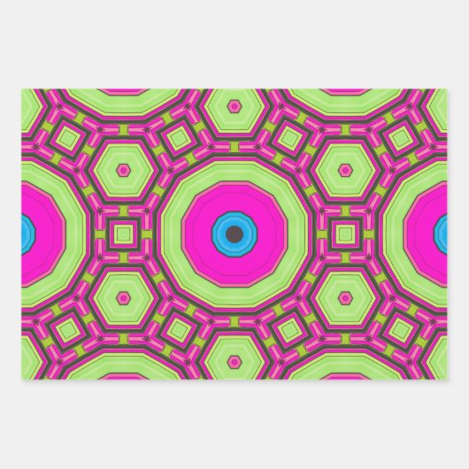 Rosa grünes Blau Abstrakt Geschenkpapier Set (Vorderseite 3)