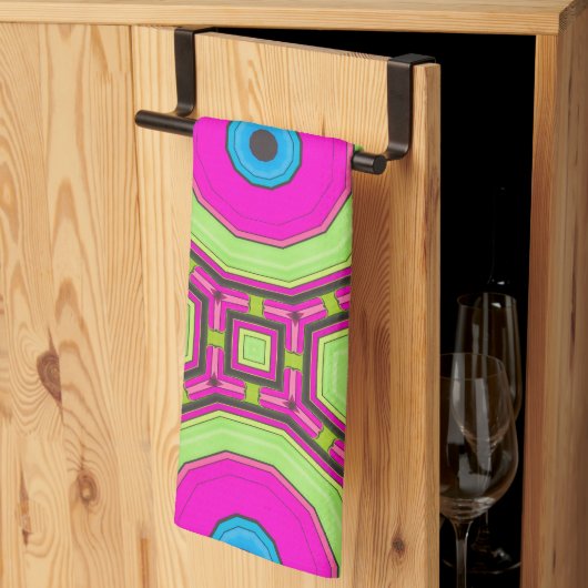 Rosa grünes Blau Abstrakt Geschirrtuch (Drittel gefaltet)