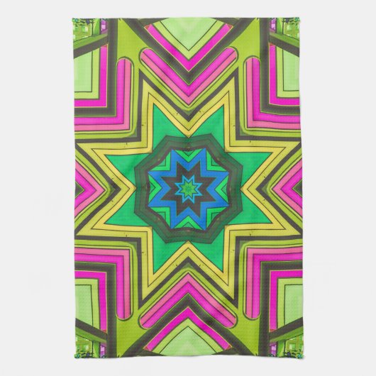 Rosa grünes Blau Abstrakt Geschirrtuch (Vertikal)