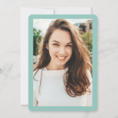 Rosa grünes, blumenfarbenes Foto Abschluss Einladung (Rückseite)