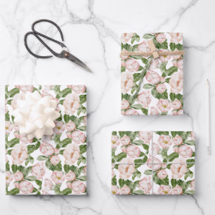 Rosa Grünes Blumengebirge Geburtstags-Brautparty Geschenkpapier Set