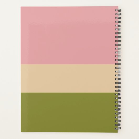 Rosa grünes Blumenmuster Botanisches Muster Planer (Rückseite)